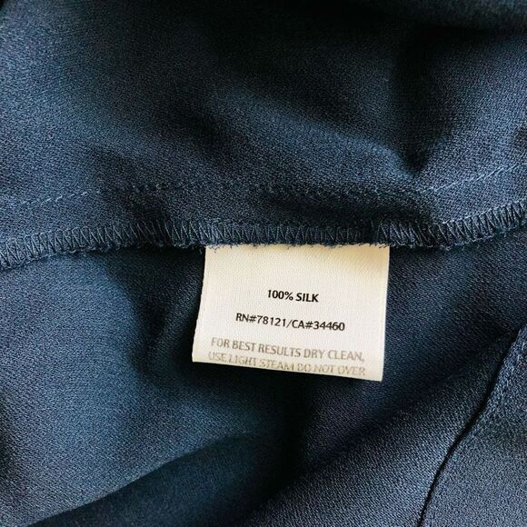 Vintage Eileen Fisher Navy Pleated Silk Midi Tank Dress - Picture 5 of 11